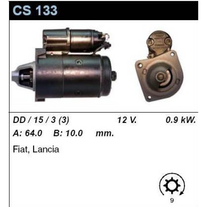Стартер на FIAT Ritmo 75, 1500, X 19, Regata, Uno 70 SX, Uno, Uno Selectra, Tipo, Palio, SEAT Ritmo 65, 75