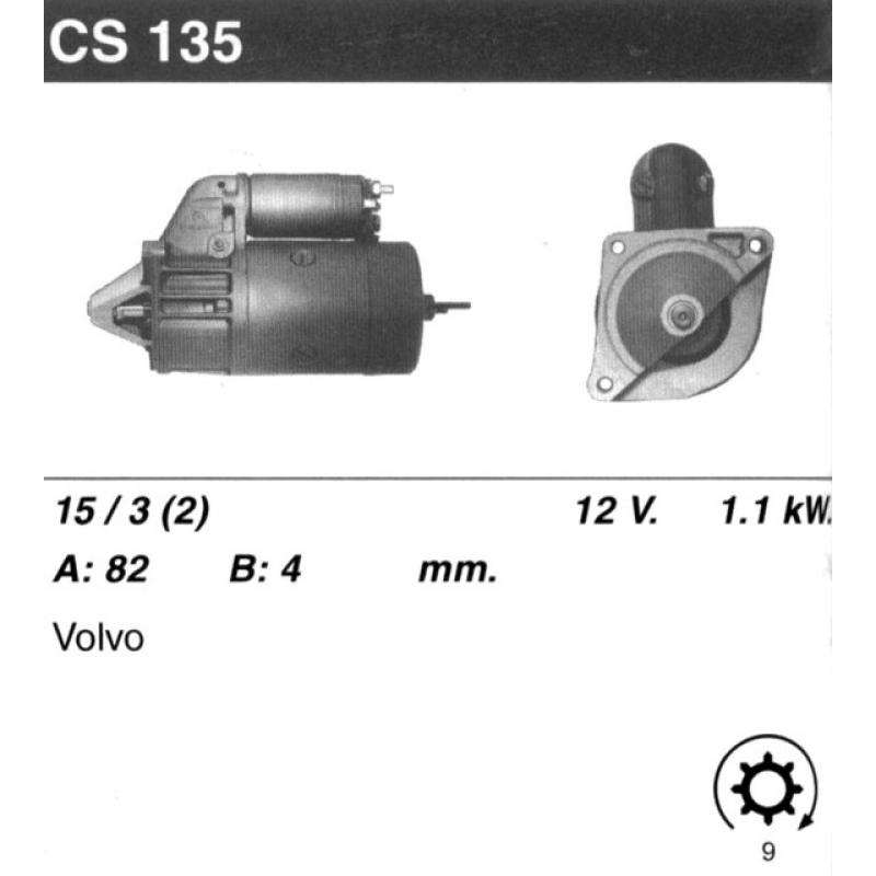 Стартер на PEUGEOT 504, 505, 604, VOLVO 240, 260, 760, 780, 0001108061, 1398702