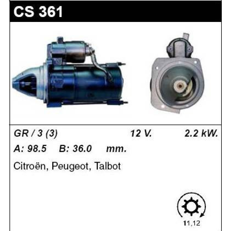 Стартер на CITROEN C25, CX25, CX2500, PEUGEOT J5, 0001218003