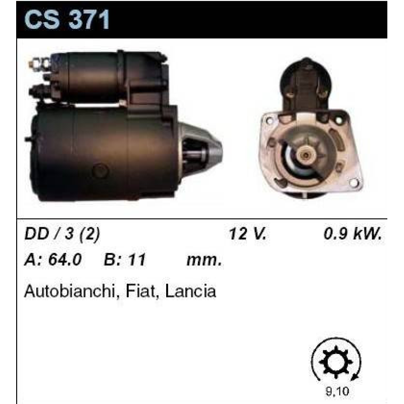 Стартер на FIAT Uno, Palio, Tipo, Panda, LANCIA Y10, 0001211536, CS371, 63221890