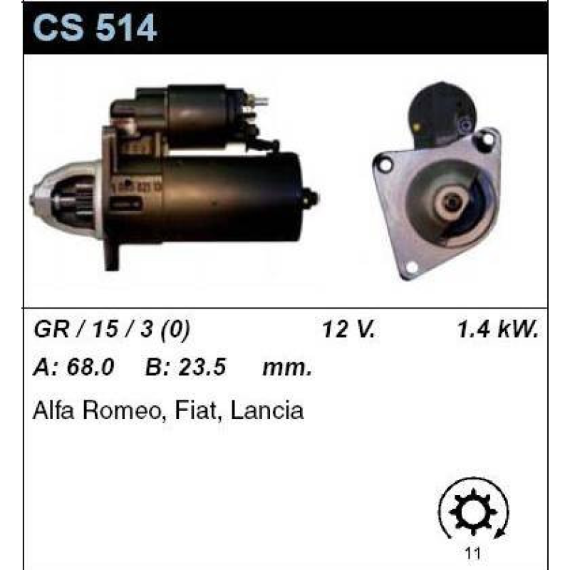 Стартер на ALFA ROMEO 164, Alfa 164, 155, FIAT Croma, Tipo, LANCIA Dedra, Thema, Delta, 0001108025