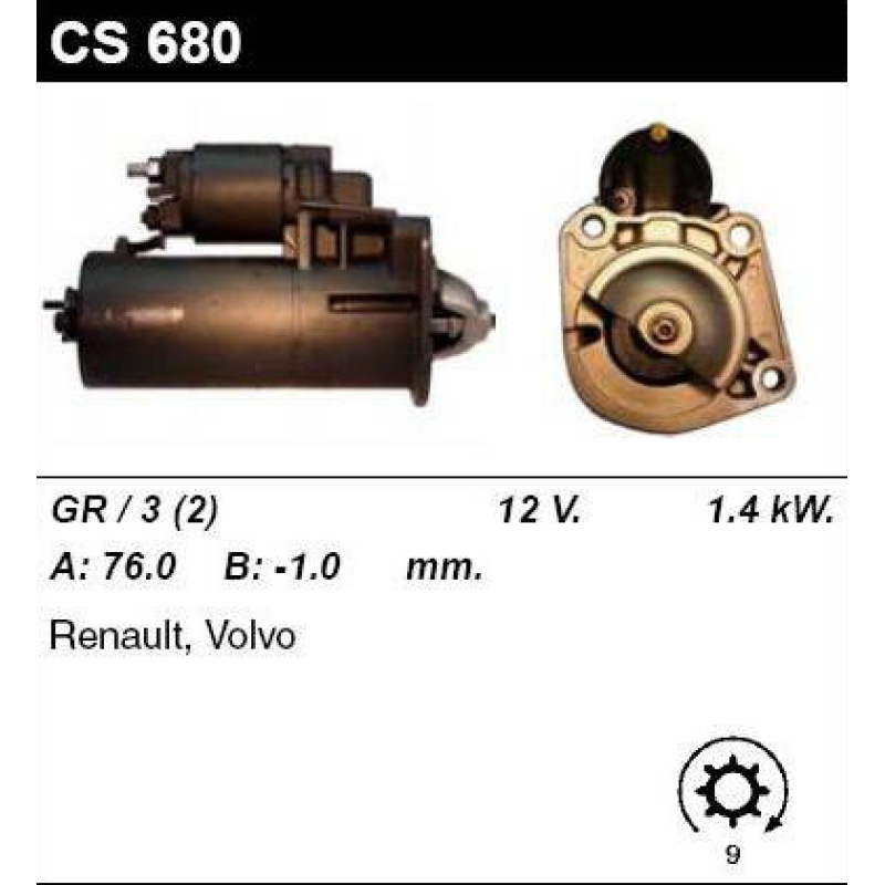 Стартер на RENAULT Laguna, Safrane II, VOLVO 850, C70, S40 I, S60, S70, V40, V70, XC90, XC70, 0001107076